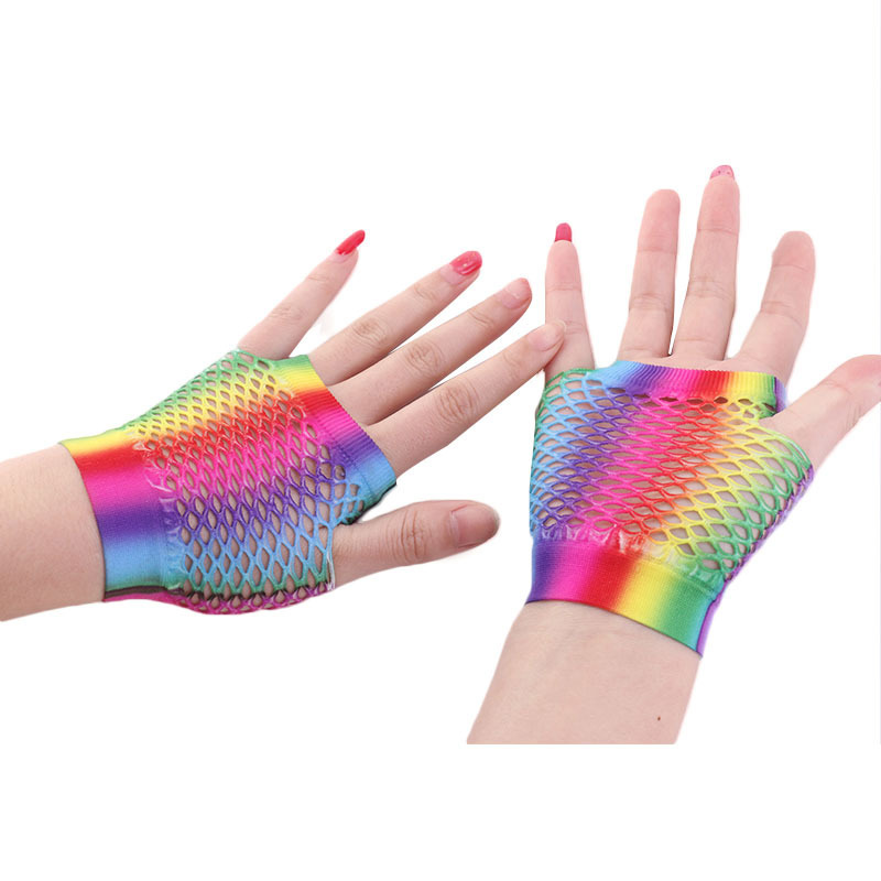 女性用ショートメッシュ網タイツグローブ,穴あき,派手,ディス - Fingerless Glove Knit のレビューと価格