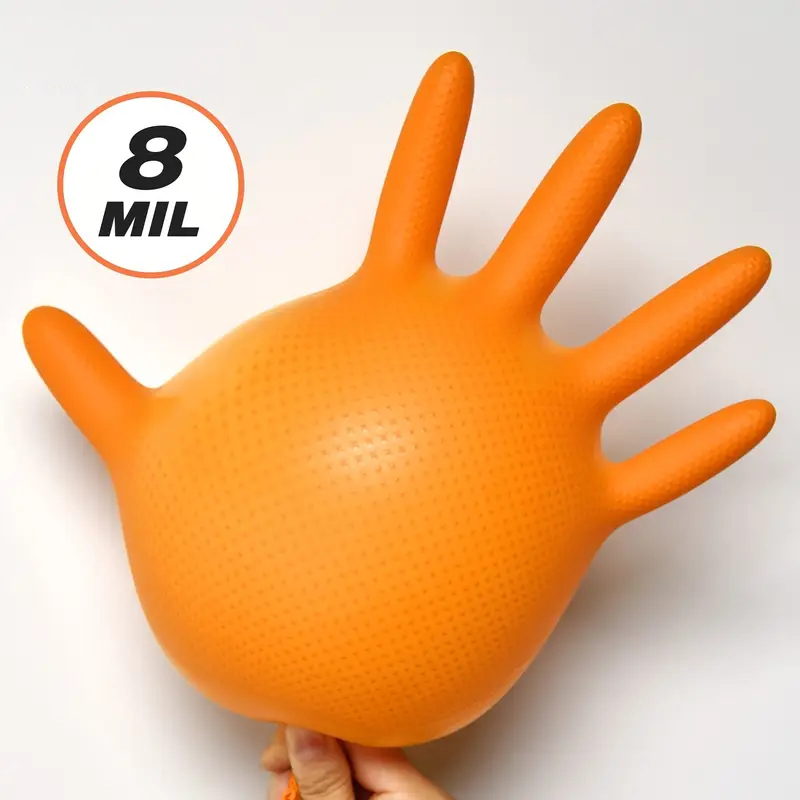 ヘビーデューティーオレンジニトリルグローブ 8ミル 産業用使 - Nitrile Mechanic Glove のレビューと価格