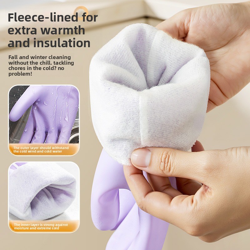 冬用暖かい防水食器洗い用手袋、フリース裏地付き厚手ゴムラテッ - Dish Glove Rubber のレビューと価格