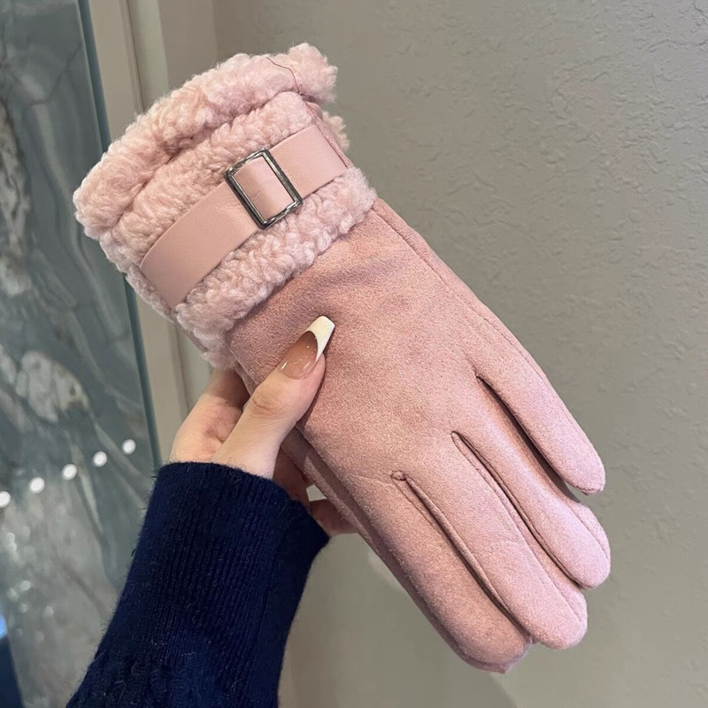 女性の冬用手袋厚く暖かいフリース裏地付き毛皮手袋屋外乗馬運転 - Wool Glove Lined のレビューと価格