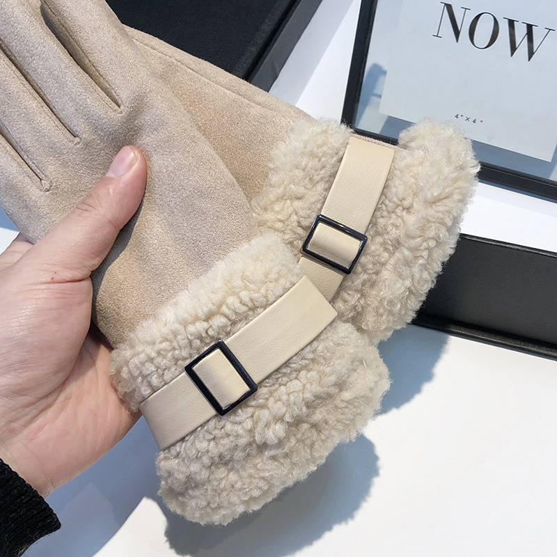 女性の冬用手袋厚く暖かいフリース裏地付き毛皮手袋屋外乗馬運転 - Wool Glove Lined のレビューと価格