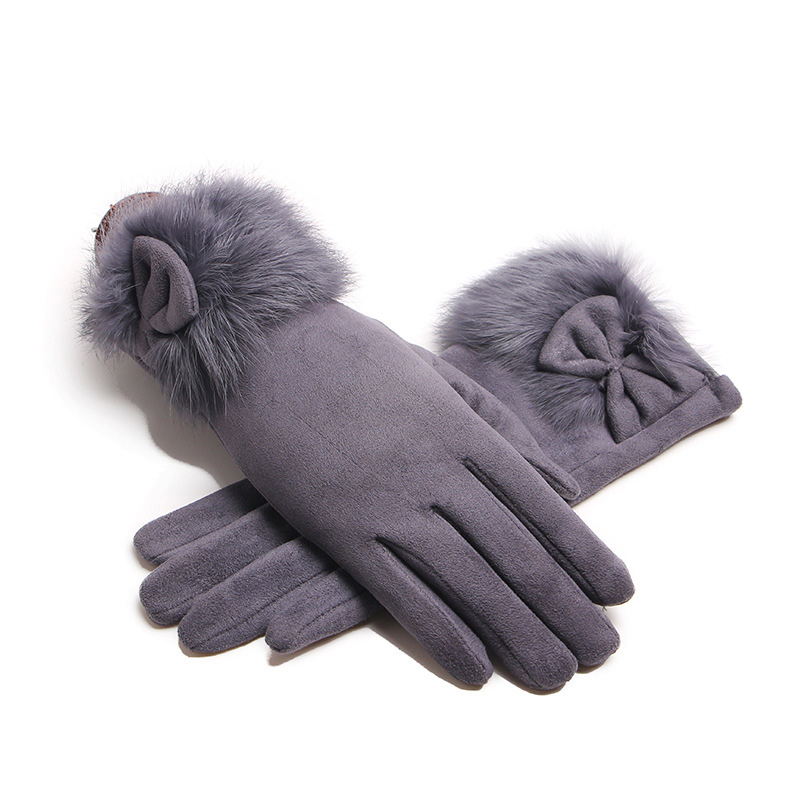 冬の女性のスエードレザーぬいぐるみ手首ミトン女性厚いプラス豪 - Leather Driving Glove のレビューと価格