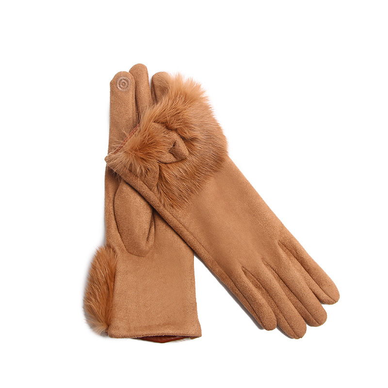 冬の女性のスエードレザーぬいぐるみ手首ミトン女性厚いプラス豪 - Leather Driving Glove のレビューと価格