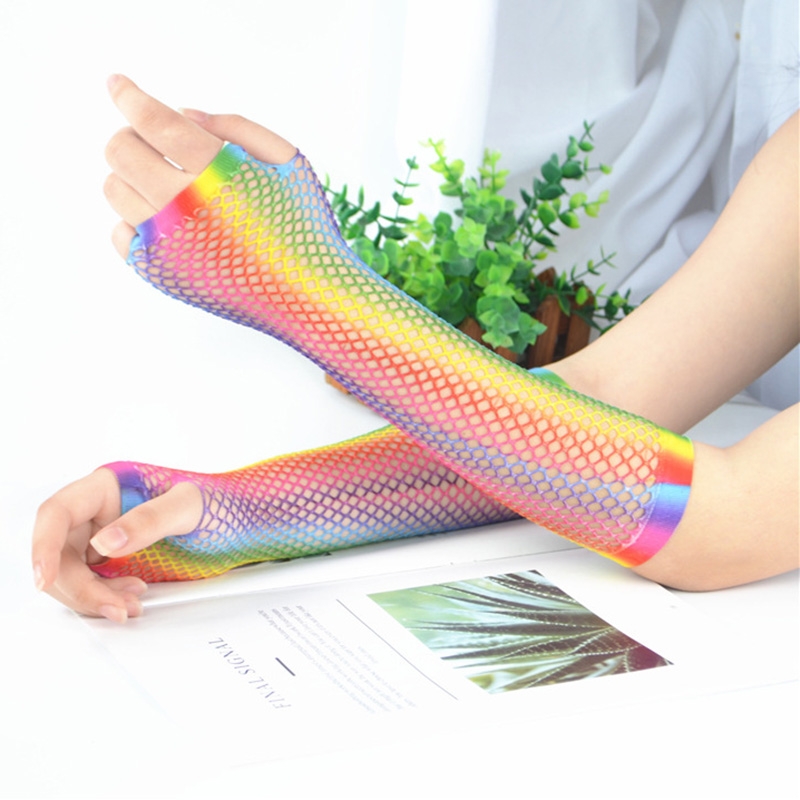 1組 レディース ロングフィッシュネットグローブ 指なしメッ - Fingerless Glove Knit のレビューと価格