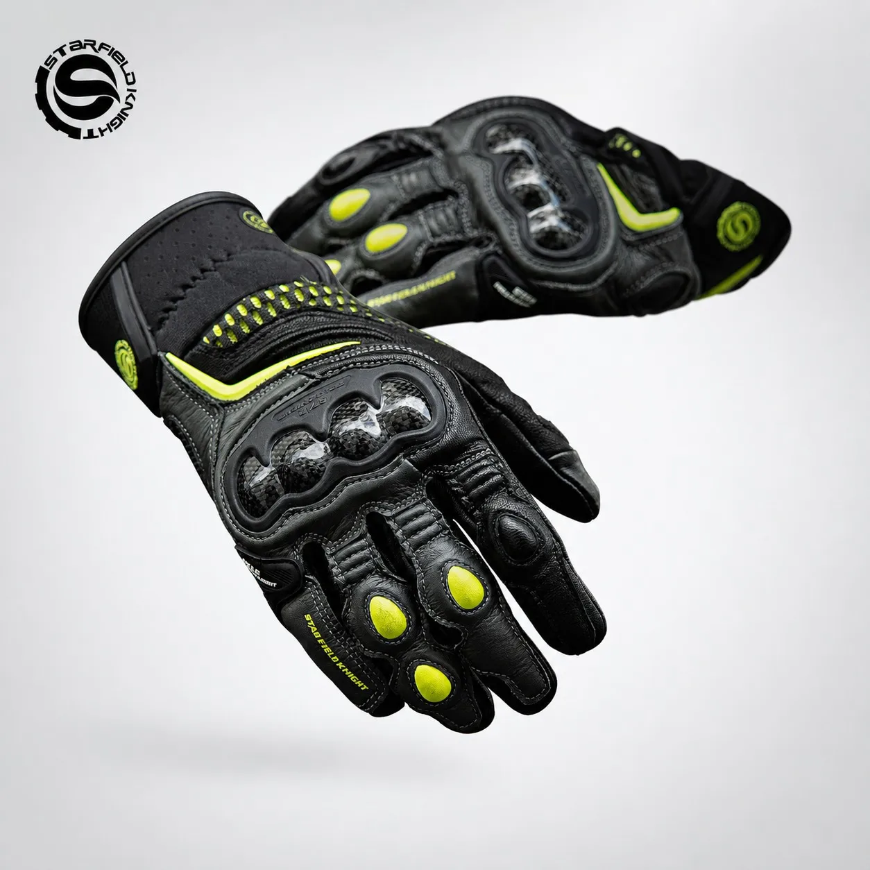 スターナイトオートバイライディンググローブ男性女性羊革タッチ - Motorcycle Glove Knuckle のレビューと価格