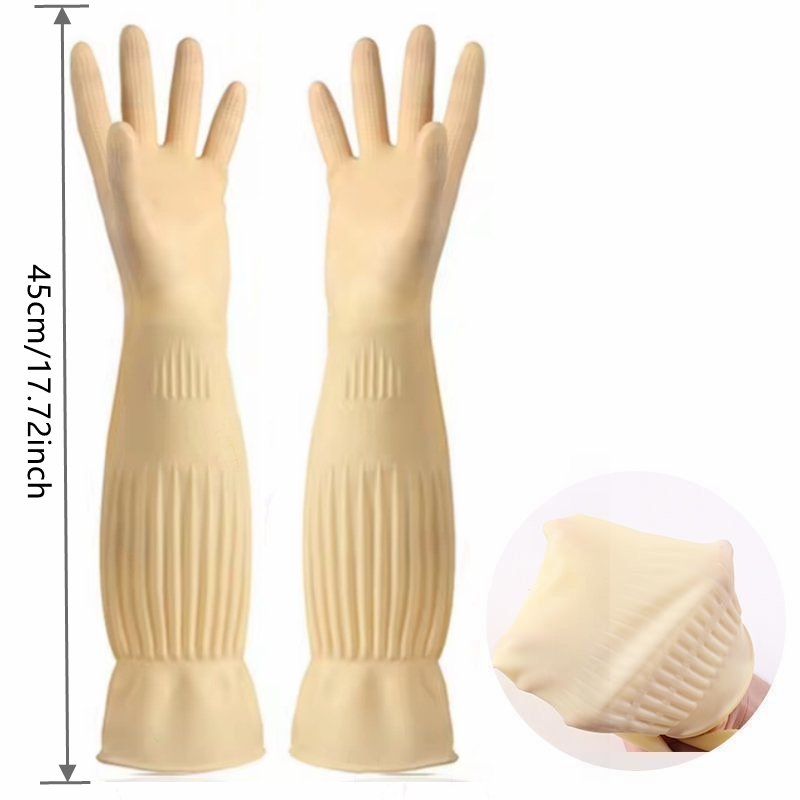 ロング再利用可能なゴム食器洗い手袋ノンスリップ家庭用クリーニ - Dish Glove Rubber のレビューと価格