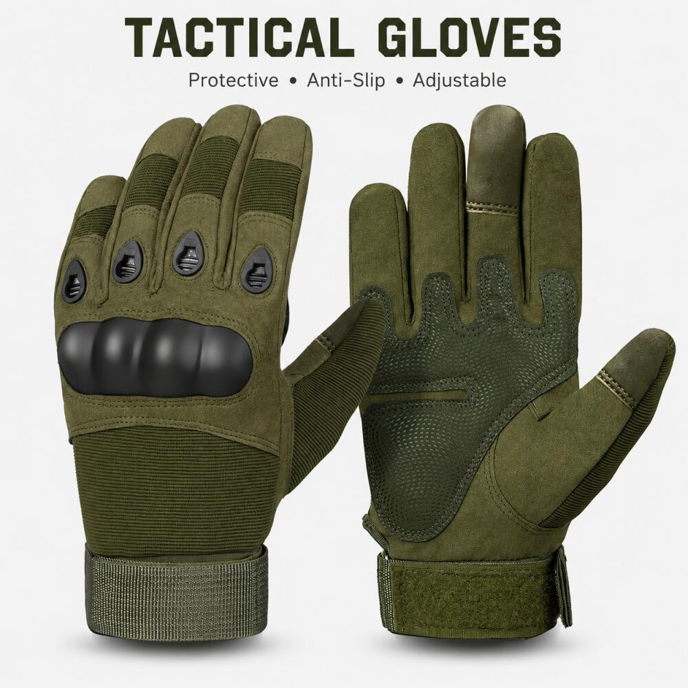 ハードナックル付きフルフィンガータクティカルグローブ、滑り止 - Motorcycle Glove Knuckle のレビューと価格