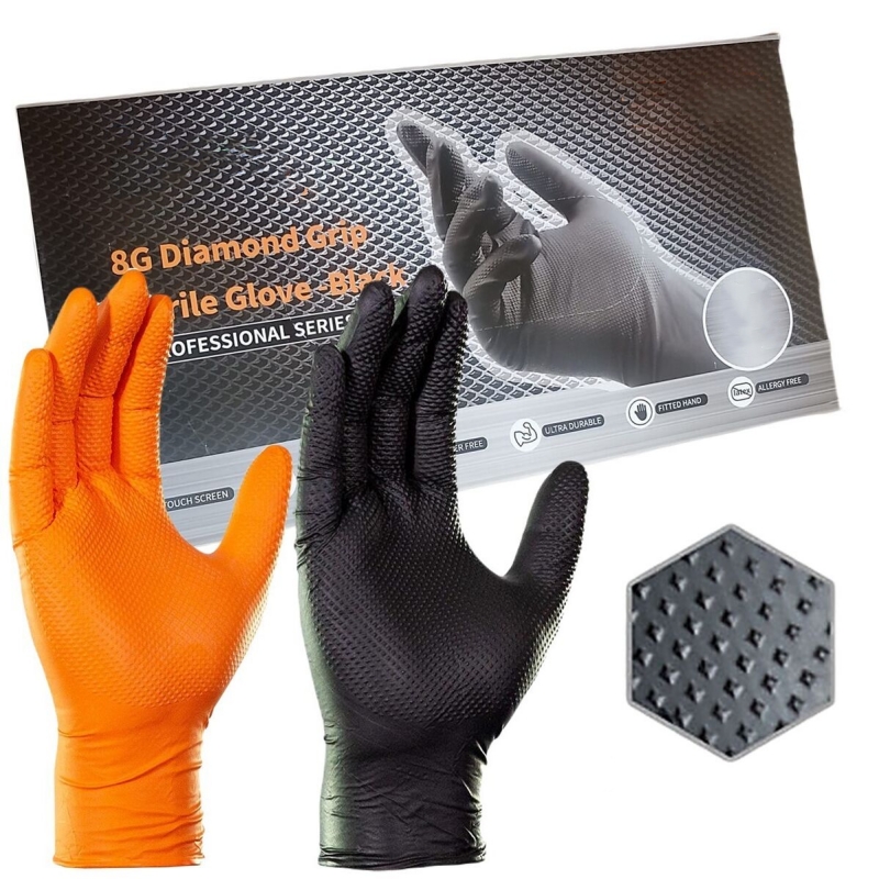 8ミル厚のヘビーデューティー安全作業用手袋、ダイヤモンドテク - Nitrile Mechanic Glove のレビューと価格
