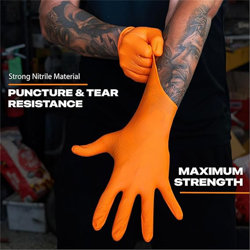 8ミル厚のヘビーデューティー安全作業用手袋、ダイヤモンドテク - Nitrile Mechanic Glove のレビューと価格
