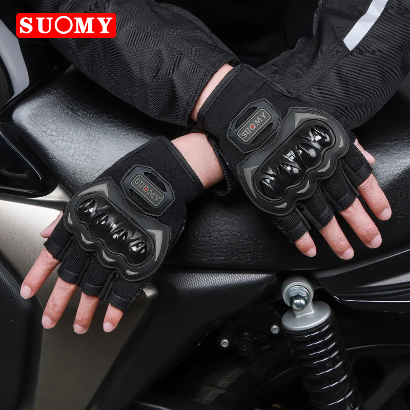 Suomy-男性と女性のためのハーフフィンガーモーターサイク - Cycling Glove Padded のレビューと価格