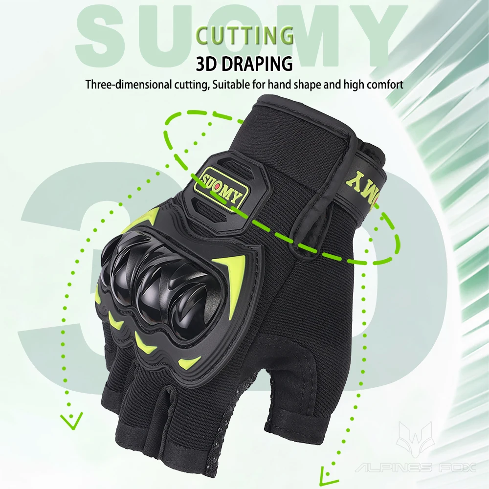 Suomy-男性と女性のためのハーフフィンガーモーターサイク - Cycling Glove Padded のレビューと価格