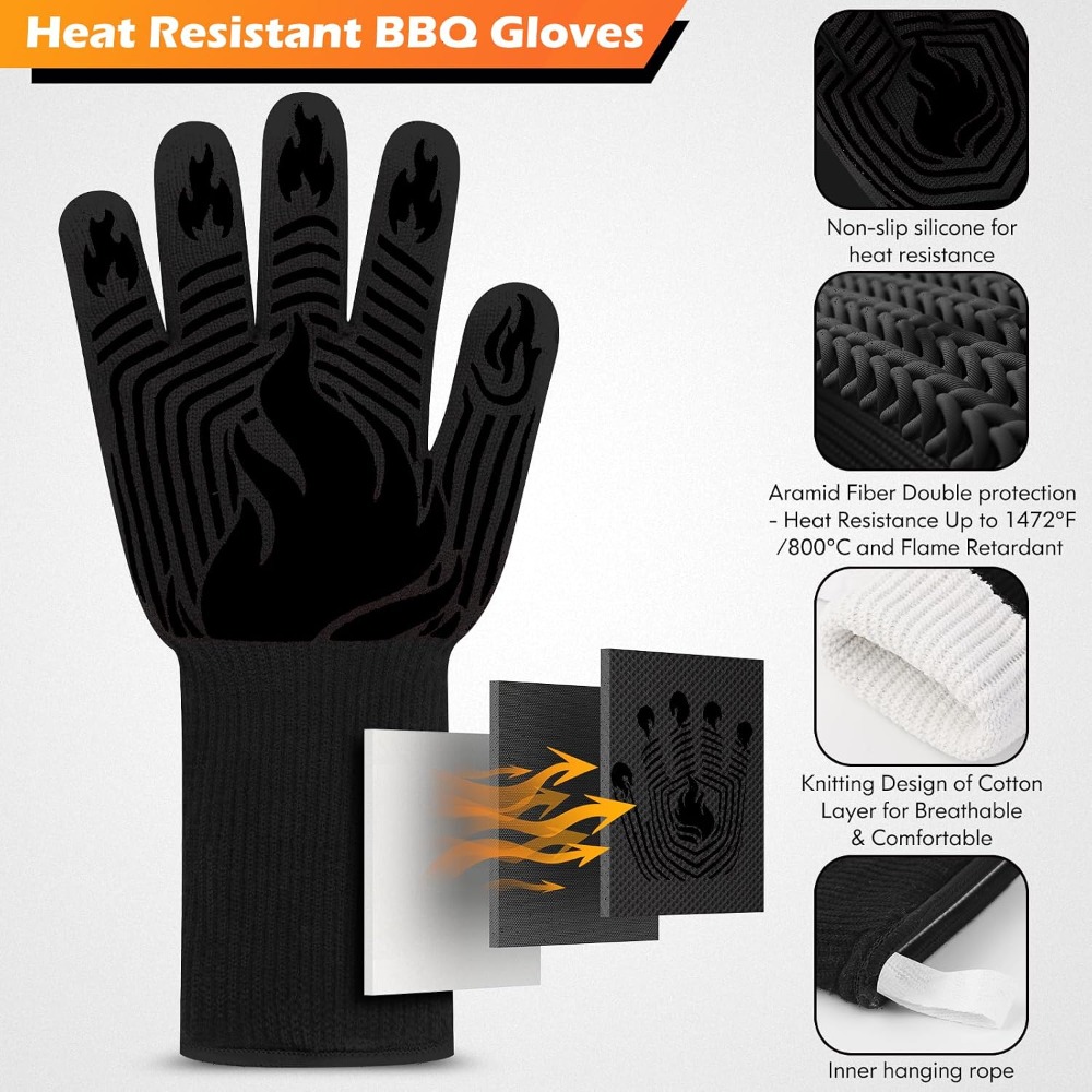 バーベキューグローブ、1472 ° F耐熱手袋、防火ミット、 - Heat Resistant Glove のレビューと価格