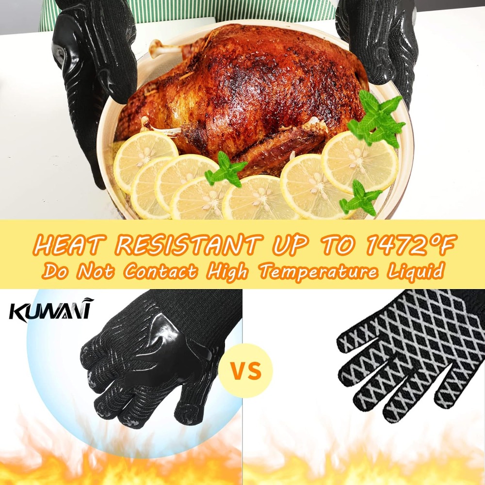 バーベキューグローブ、1472 ° F耐熱手袋、防火ミット、 - Heat Resistant Glove のレビューと価格